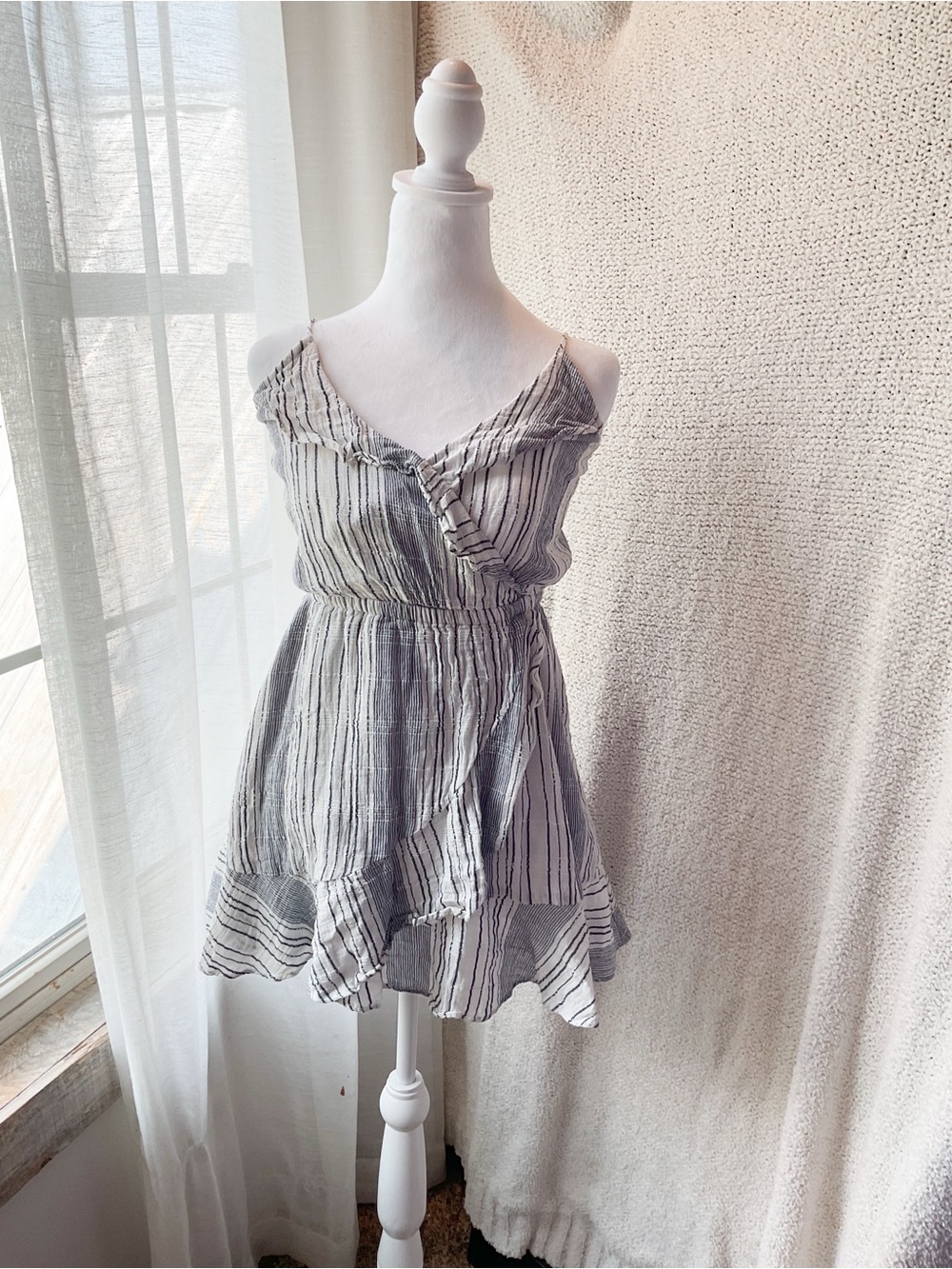 Express White and Navy Striped Dress